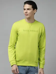 Park Avenue Men Lime Green Brand Logo Printed Sweatshirt