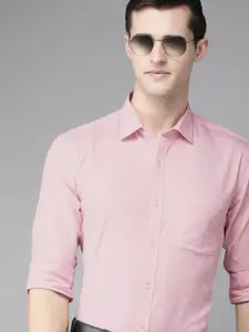 Park Avenue Men Pink Self Design Slim Fit Pure Cotton Formal Shirt