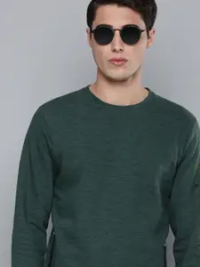 Flying Machine Men Teal Green Melange Pullover Sweatshirt