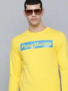 Flying Machine Men Yellow Printed Sweatshirt