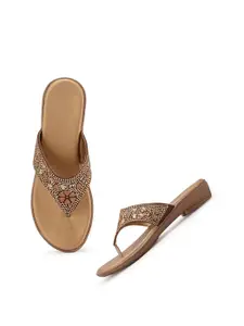 Style Shoes Women Brown Embellished Flats