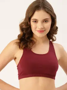 DressBerry DressBerry Maroon Sports Bra Non-wired Non-padded