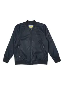 Gini and Jony Boys Black Stand Collar Bomber Jacket