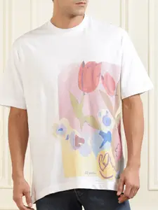 Ted Baker Men White Printed Pure Cotton T-shirt