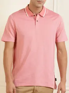 Ted Baker Men Pink Polo Collar Pure Cotton T-shirt