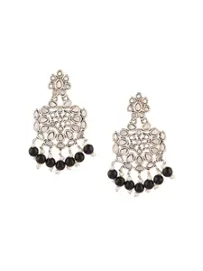 Efulgenz Black Oval Drop Earrings