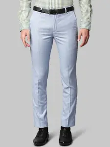 Park Avenue Men Blue Solid Slim Fit Formal Trousers