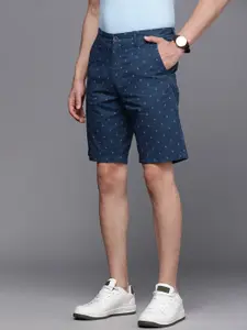 Louis Philippe Sport Men Blue Conversational Printed Slim Fit Shorts