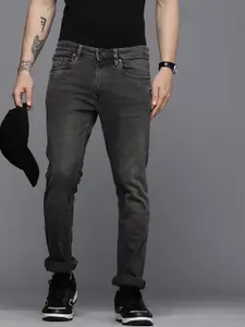Louis Philippe Jeans Men Black Slim Fit Low-Rise Light Fade Stretchable Jeans