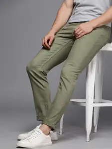 Louis Philippe Jeans Men Olive Green Matt Slim Fit Low-Rise Stretchable Jeans