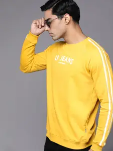 Louis Philippe Jeans Men Yellow Knitted Printed Sweatshirt
