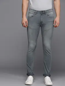 Louis Philippe Jeans Men Grey Super Slim Fit Low-Rise Light Fade Stretchable Jeans