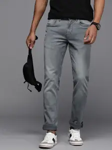 Louis Philippe Jeans Men Grey Matt Slim Fit Low-Rise Light Fade Stretchable Jeans