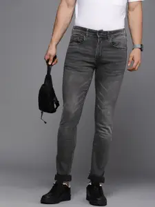 Louis Philippe Jeans Men Grey Super Slim Albert Fit Low-Rise Light Fade Stretchable Jeans