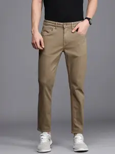 Louis Philippe Jeans Men Brown Smart Skinny Fit Mid-Rise  Cropped Stretchable Jeans