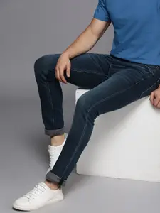 Louis Philippe Jeans Men Blue Albert Super Slim Fit Low-Rise Light Fade Stretchable Jeans