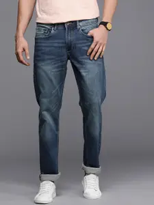 Louis Philippe Jeans Men Navy Blue Slim Fit Low-Rise Light Fade Stretchable Jeans