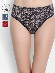 VStar Women Pack Of 3 Assorted Printed Low rise bikini style panty
