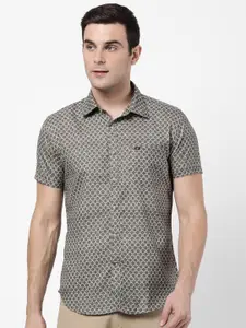 AD By Arvind Men Charcoal Slim Fit Printed Casual Shirt
