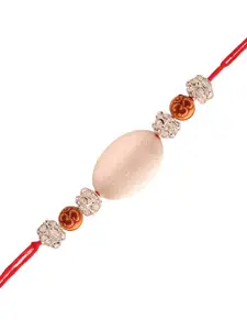 I Jewels Men Gold-Plated & White Pearl Bracelet Rakhi