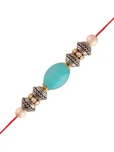 I Jewels Gold-Plated Ethnic Designer Pearl Rakhi Bracelet