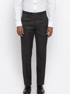 Raymond Men Dark Grey Solid Regular Fit Trousers