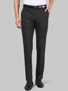 Raymond Men Grey Checked Slim Fit Formal Trousers