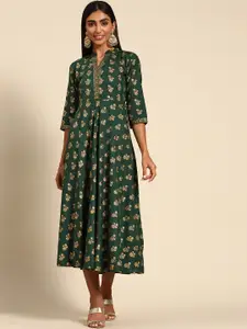 GERUA Green Floral Ethnic Maxi Dress