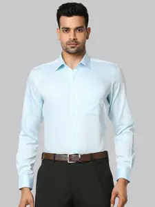 Raymond Men Blue Self Deign Cotton Formal Shirts