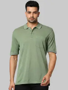 Raymond Men Green Polo Collar T-shirt