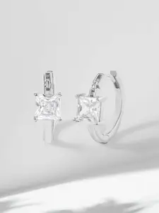 MINUTIAE Silver-Toned Circular Hoop Earrings