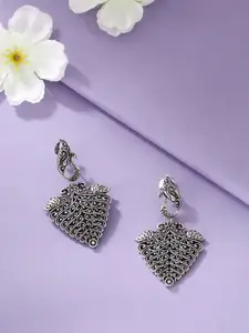 kashwini Silver-Toned Contemporary Drop Earrings