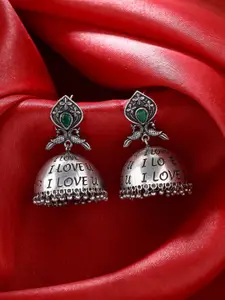 kashwini Silver-Toned Contemporary Jhumkas Earrings