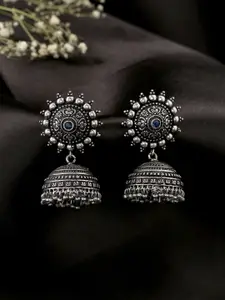 kashwini Silver-Toned Contemporary Jhumkas Earrings