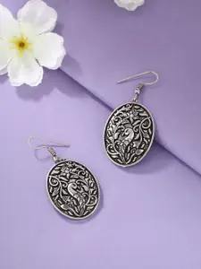 kashwini Set of 2 Silver-Toned Contemporary Drop Earrings