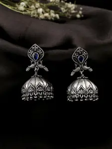 kashwini Silver-Toned Contemporary Jhumkas Earrings