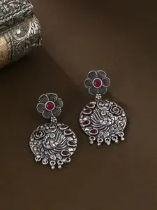 kashwini Set of 2 Silver-Toned Contemporary Drop Earrings