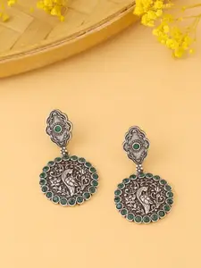 kashwini Silver-Toned Contemporary Drop Earrings