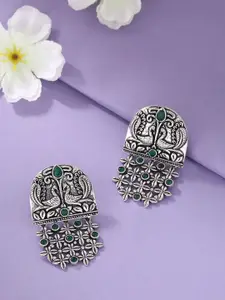 kashwini Silver-Toned Contemporary Drop Earrings