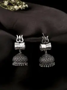 kashwini Silver-Toned Contemporary Jhumkas Earrings