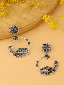 kashwini Silver-Toned Contemporary Chandbalis Earrings