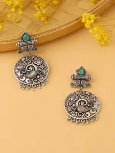 kashwini Silver-Toned  Silver-Plated Contemporary Drop Earrings