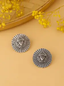 kashwini Silver-Toned Contemporary Studs Earrings