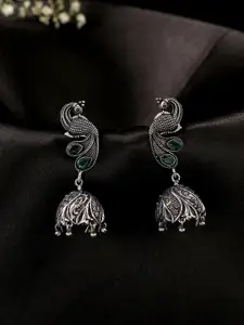 kashwini Silver-Toned Contemporary Drop Earrings