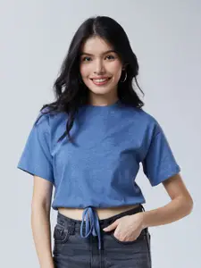 The Souled Store Women Blue Solid T-shirt
