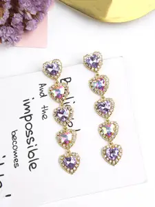 Yellow Chimes Gold Plated Purple park Crystal Dangler Drop Earrings