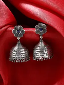 kashwini Silver-Toned Contemporary Jhumkas Earrings