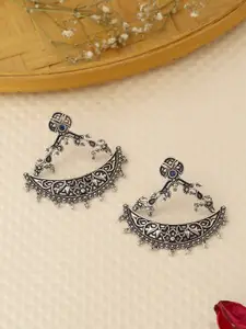 kashwini Silver-Toned Contemporary Drop Earrings