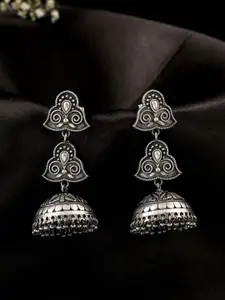 kashwini Silver-Toned Brass Contemporary Dangle Earrings