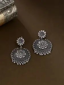 kashwini Silver-Toned Contemporary Drop Earrings